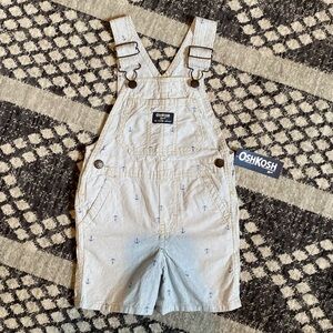 NWT OshKosh B'gosh Blue Denim Overalls with Anchors - Size: 2T